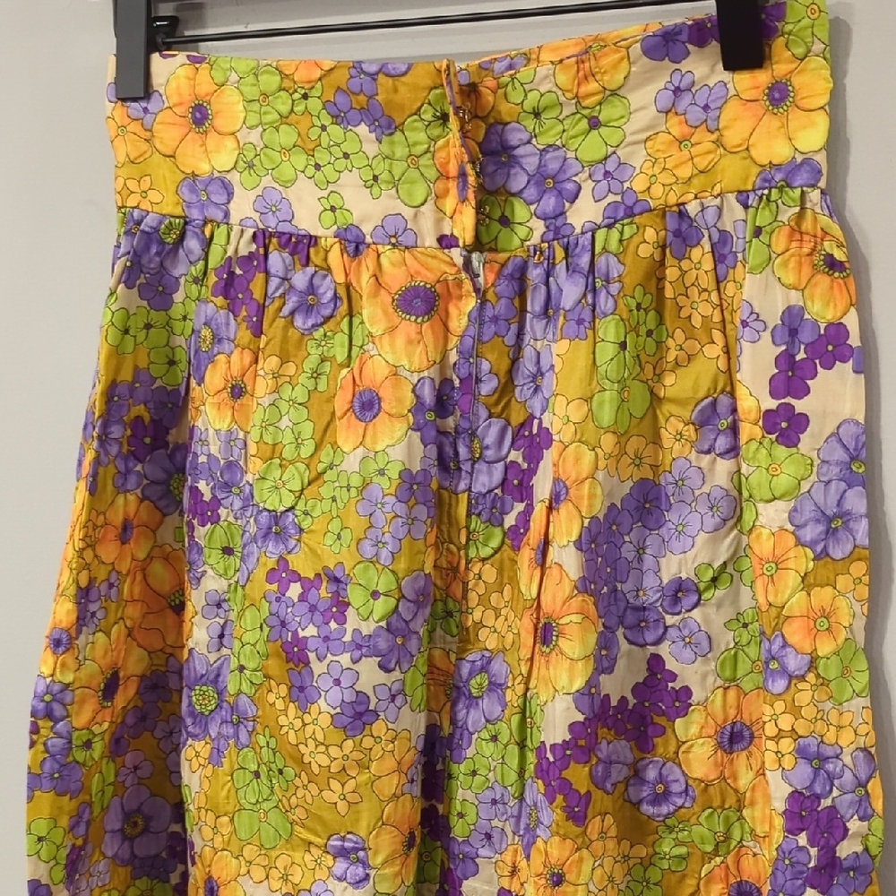 Vintage 70s‎ Floral Maxi Skirt Handmade 13" Waist - Picture 6 of 10